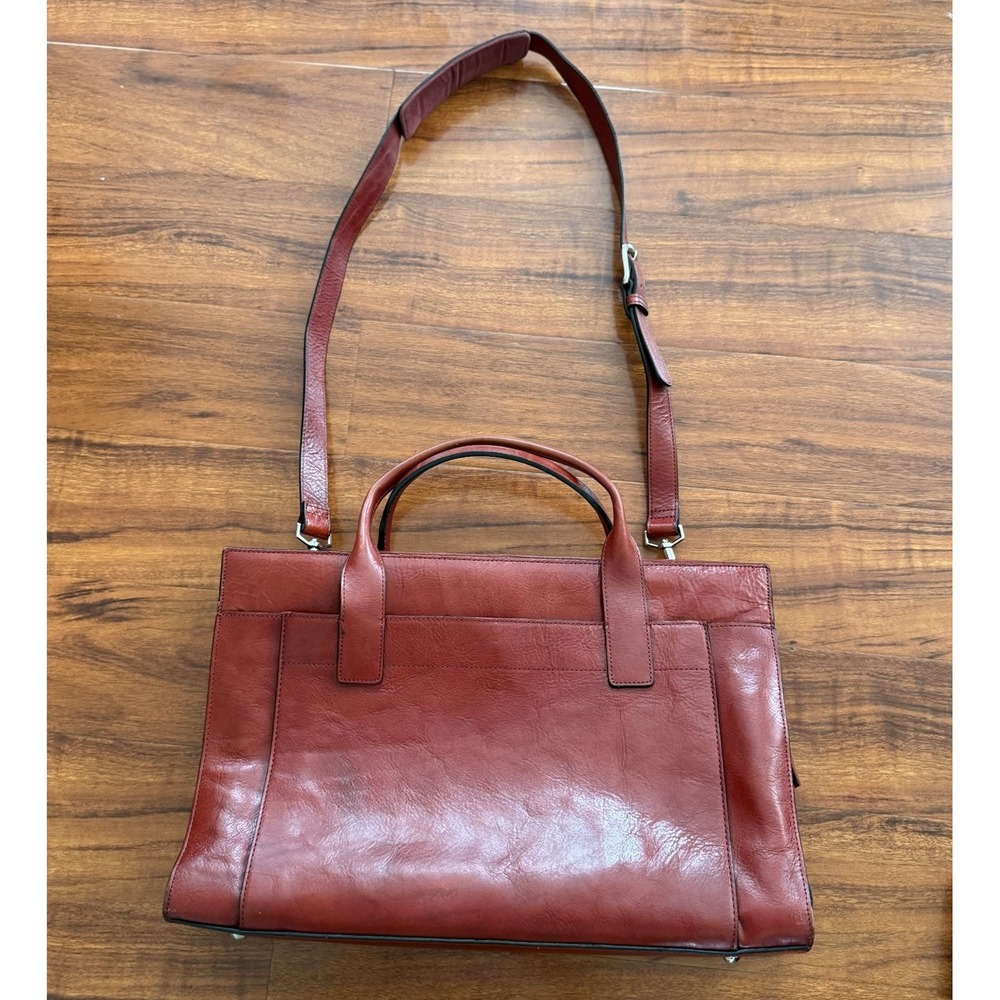 Wilson's Leather Pelle Studio Red Italian Leather Briefcase Or Tote Bag 17x11"